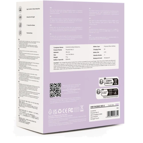 Интерактивное виброяйцо Svakom Phoenix Neo 2 Pastel Lilac (обновленная модель)