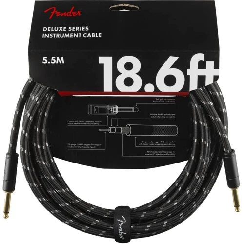 

Кабель инструментальный Fender Cable Deluxe Series 18.6' Black Tweed