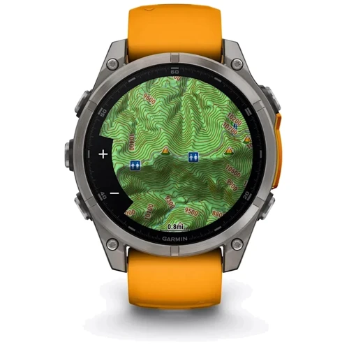 Смарт-часы Garmin Fenix 8 AMOLED 47mm Sapphire Titanium with Spark Orange/Graphite Silicone Band (010-02904-11): Особенности Функция звонка, Динамик (громкая связь), Встроенный микрофон, Тактические, Термометр, Барометр, Компас, Фонарик, Металлический корпус, С сапфировым стеклом, Влагозащищенные, Большой экран, Бесконтактн