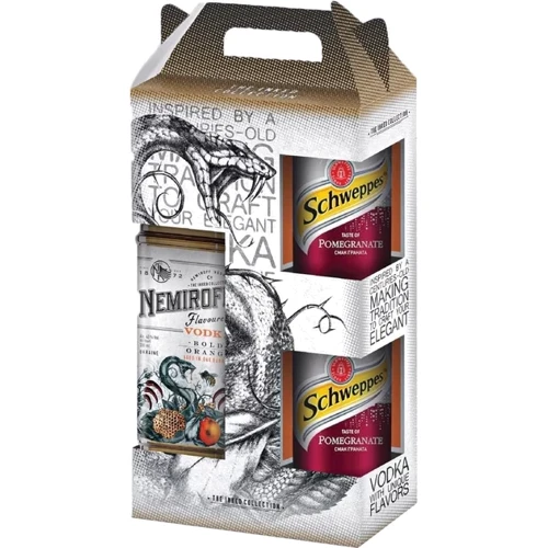 Настойка Nemiroff Терпкий Апельсин De Luxe 0.7 л + Schweppes Pomegranate 2х0.33 л (NMF4820181427764)