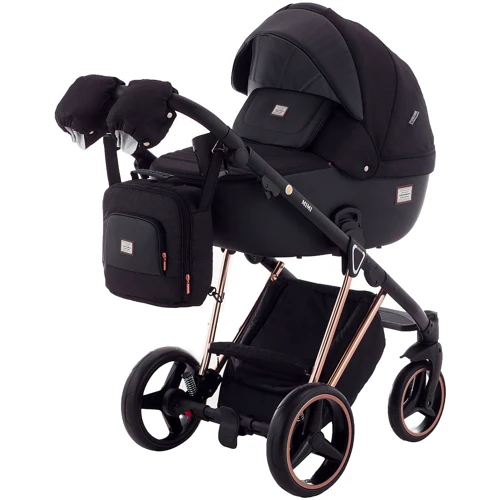 Универсальная коляска 2 в 1 Adamex Mimi Polar (Pink Gold) BR603 черный (люрекс) - черная кожа: Количество блоков 1