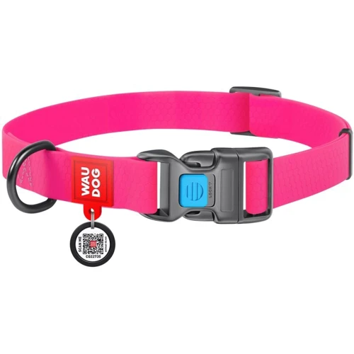 Нашийник для собак WAUDOG Waterproof c QR-паспортом металева пряжка-фастекс 20 ммx24-40см рожевий (27457)