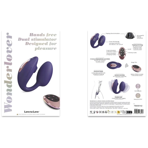 Виброяйцо с вакуумной клиторальной стимуляцией Love To Love Wonderlover Midnight Іndigo
