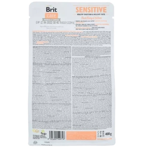 Сухой корм Brit Care GF Sensitive Healthy Digestion and Delicate Taste для котов с чувствительным пищеварением Индейка и лосось 400 г + суп 75 г (2700000049464): Класс Супер премиум