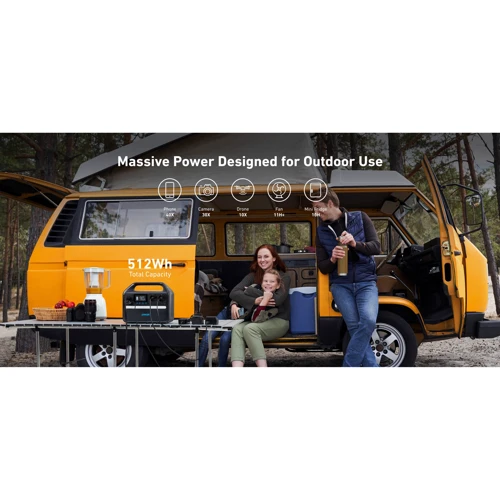 Зарядная станция Anker 535 PowerHouse 512Wh 500W (A1750311): Особенности модели Чистая синусоида, Светильник, Дисплей, Маленькие