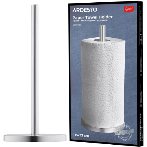 Тримач для паперових рушників Ardesto Gemini 15х33 см нержавіюча сталь (AR0913SS)