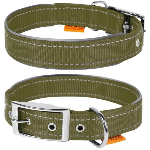 Ошейник Collar Dog Extreme из нейлона со светоотражающей вставкой двойной хаки 40 мм 60-72 см (645431)