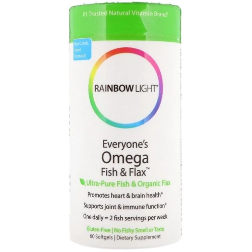 Rainbow Light Everyone's Omega Fish & Flax Oil 60 Softgels Омега жирные кислоты