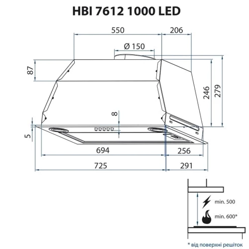 Вытяжка Minola HBI 7612 BL 1000 LED фото 5