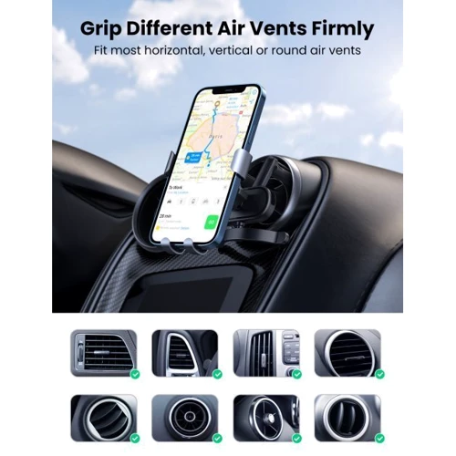 Держатель Ugreen Round Car Holder Air Vent LP274 Gravity Black (30401): Тип автомобильный