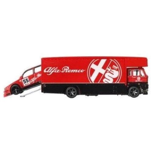 Коллекционная модель машинки Hot Wheels Car culture Alfa Romeo 155 V6 и транспортер Fleet Flyer (FLF56/HKF42)