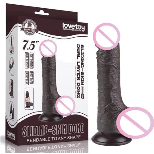 Фаллоимитатор LoveToy Sliding-Skin Dual Layer Dong 7.5" Black