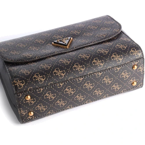 Женская сумка через плечо Guess Cordelia Logo темно-коричневая (HWQB8377210-BNL): Фактура Матовая, Зернистая