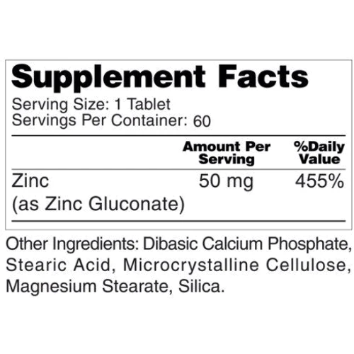 Earth‘s Creation Zinc Gluconate 50 mg Цинк 100 таблеток: Тип Цинк