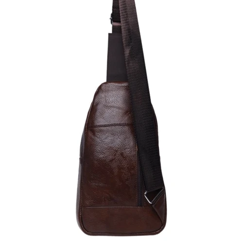 Мужская сумка-слинг Borsa Leather коричневая (K1318-brown): Застежка Молния