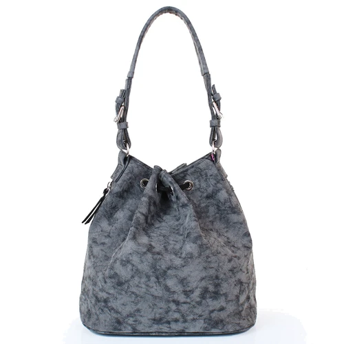 Женская сумка бакет-бэг Laskara серая (LK10194-black): Стиль Повседневный (Casual)