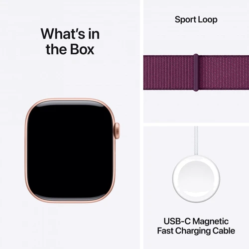 Apple Watch Series 10 46mm GPS Rose Gold Aluminium Case with Plum Sport Loop (MWWV3QH/A) UA фото 9