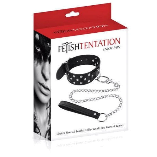 Ошейник с поводком Fetish Tentation Rivets and Leash