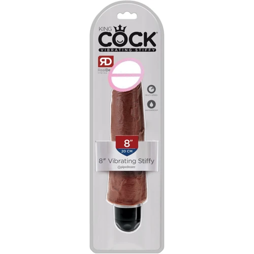 Реалистичный вибратор King Cock 8'' Vibr Stiffy, 21х6 см, коричневый