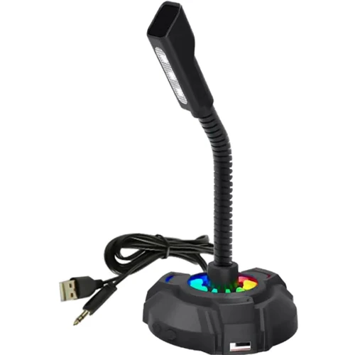 Микрофон HP DHP-1100C RGB 3.5 mm+USB Black (DHP-1100C): Способ подключения проводной
