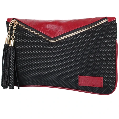Жіноча сумка-пошет Laskara червона (LK10202-black-red): Стиль Повсякденний (Casual)