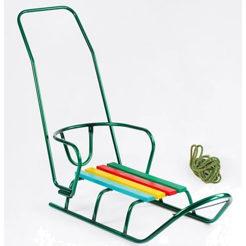 Санки Люкс Классик круглые полозья зеленые с ручкой (141678): Производитель Noname