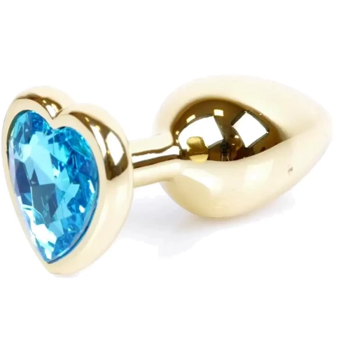 Анальная пробка с кристаллом BOSS of TOYS Boss Series - Jewellery Gold Heart PLUG Light Blue S, BS6400040