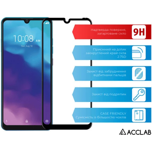 Аксесуар для смартфона ACCLAB Tempered Glass Full Glue Black for ZTE Blade A7 2020: Колір чорний