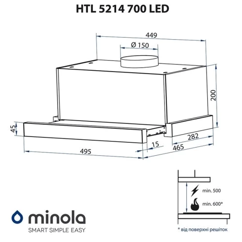 Вытяжка Minola HTL 5214 WH 700 LED фото 10