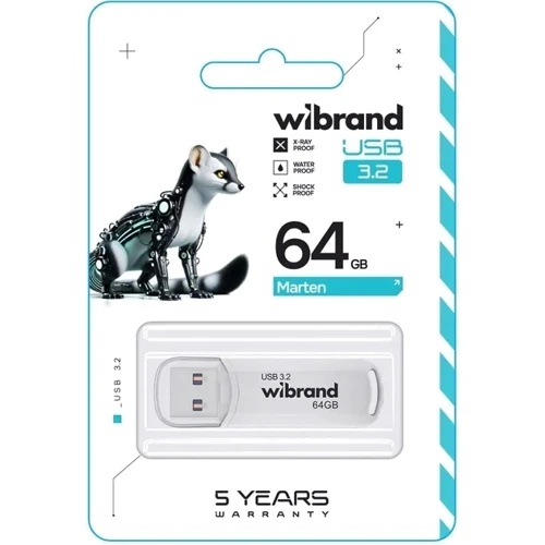 USB-флешка Wibrand 64GB Marten USB 3.2 Gen1 White (WI3.2/MA64P10W): Стандарт USB USB 3.2