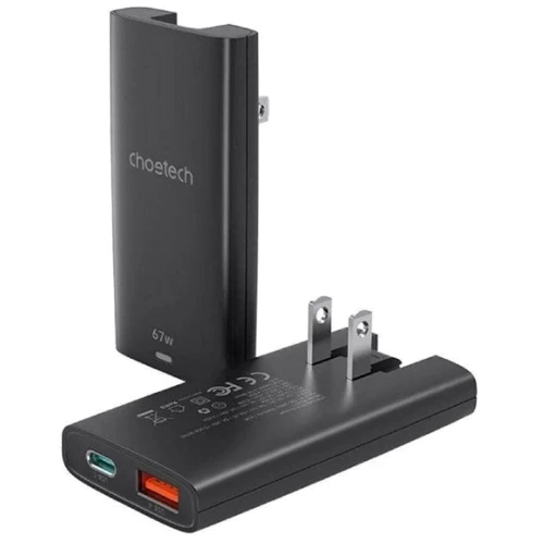 Зарядное устройство Choetech Wall Charger USB-C+USB GaN 65W Black (PD6011-EU-BK)