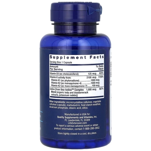 Life Extension Vitamins D and K with Sea-Iodine 60 Caps Витамин Д и К с йодом