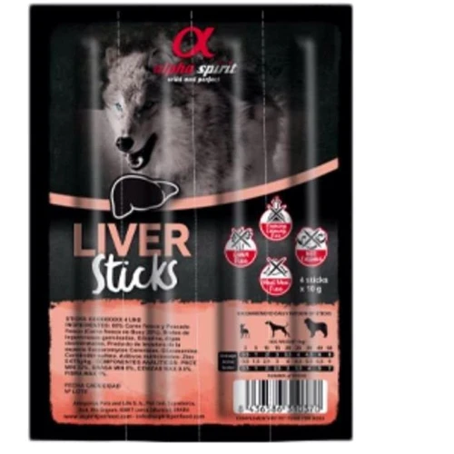 Лакомство для собак Alpha Spirit Sticks Liver со свиной печенью палочки 16 шт. 160 г (as5106415)