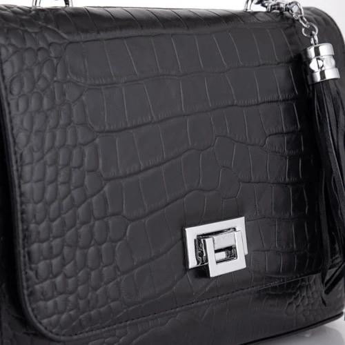 Жіноча сумка-сетчел Giorgio Ferretti чорна (SHIGF2019132-black): Фактура Тиснение, Матовая