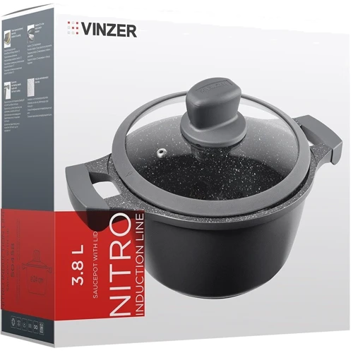 Кастрюля Vinzer с крышкой Nitro Induction Line d 24 cм 3.8 л (50458): Диаметр, см 24