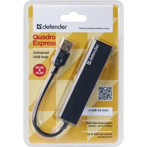 Адаптер Defender Adapter Quadro Express USB3.0+4xUSB3.0: Интерфейс подключения USB 3.0