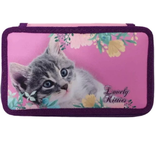 Пенал Class Lovely Kitties 2 відділення з наповненням рожевий (20501С)