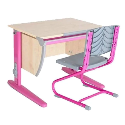 Стіл універсальний трансформований СУТ.14 (75 см * 61 см) + Стілець СУТ.01 клен / рожевий: Вік дитини від 6-ти років