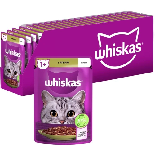 Упаковка вологого корму для котів Whiskas ягня в желе 28х85 г (5900951302923): Вік дорослі