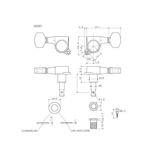 Колок Колки для электрогитары GOTOH SG381-07 L HAPM C фото 3