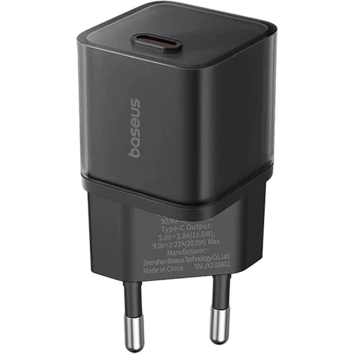 Зарядное устройство Baseus Wall Charger USB-C GaN 5S 20W Black (P10162503113-00): Особенности Power Delivery (PD), Быстрая зарядка, USB-C