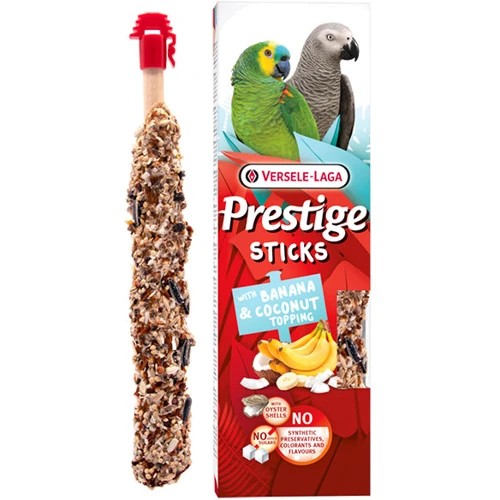 Лакомство Versele-Laga Prestige Sticks Parrots Banana & Coconut topping банан и кокос для средних и крупных попугаев 2х70 г 140 г (59017)