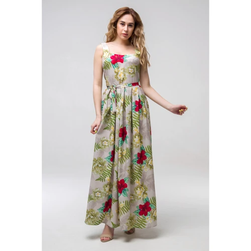Платье FLFashion Магнолия ППМ 2201 48 бежевый повседневное длинное макси: Состав Эластан, Полиэстер, Вискоза