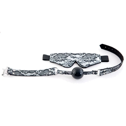 Мереживний набір Toyfa Marcus (маска та кляп) Silver and Black