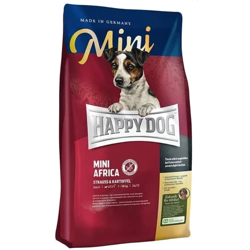 Сухой корм Happy Dog Supreme Mini Africa для собак мелких пород при аллергиях и пищевой непереносимости со страусом и картофельными хлопьями 4 кг (61231)