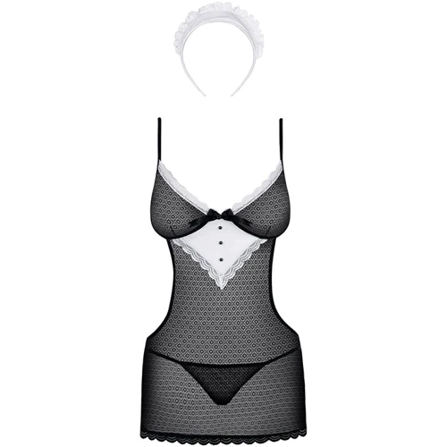 Эротичный костюм Obsessive Maidme chemise, L/XL