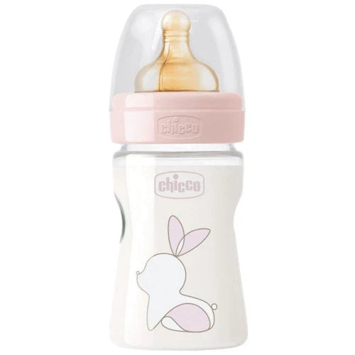 Бутылочка для кормления пластиковая Chicco Original Touch с латексной соской 0м+ 150 мл Розовая (27610.10): Материал пластик