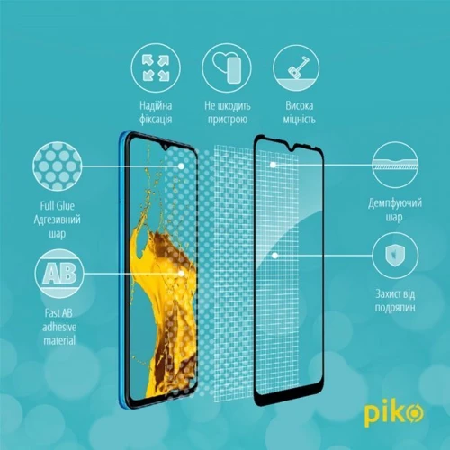 Аксессуар для смартфона Piko Tempered Glass Full Glue Black for Infinix Smart 6: Материал стекло