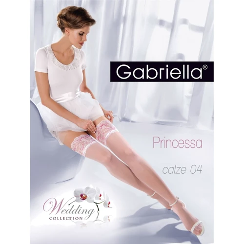Чулки Gabriella Princessa 04 20 den с самоудеживающимся кружевом 14,5 см, 1/2