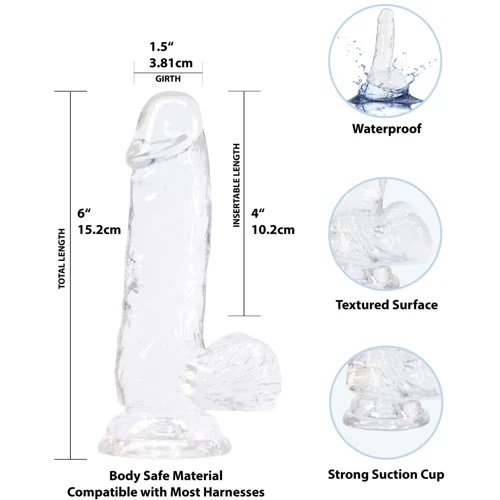 Прозрачный фаллоимитатор на присоске ADDICTION — Clear Dildo with Balls 6" + вибропуля
